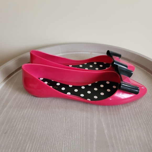 Kate Spade Pink Flats with Black Bow Accent - Picture 6 of 7